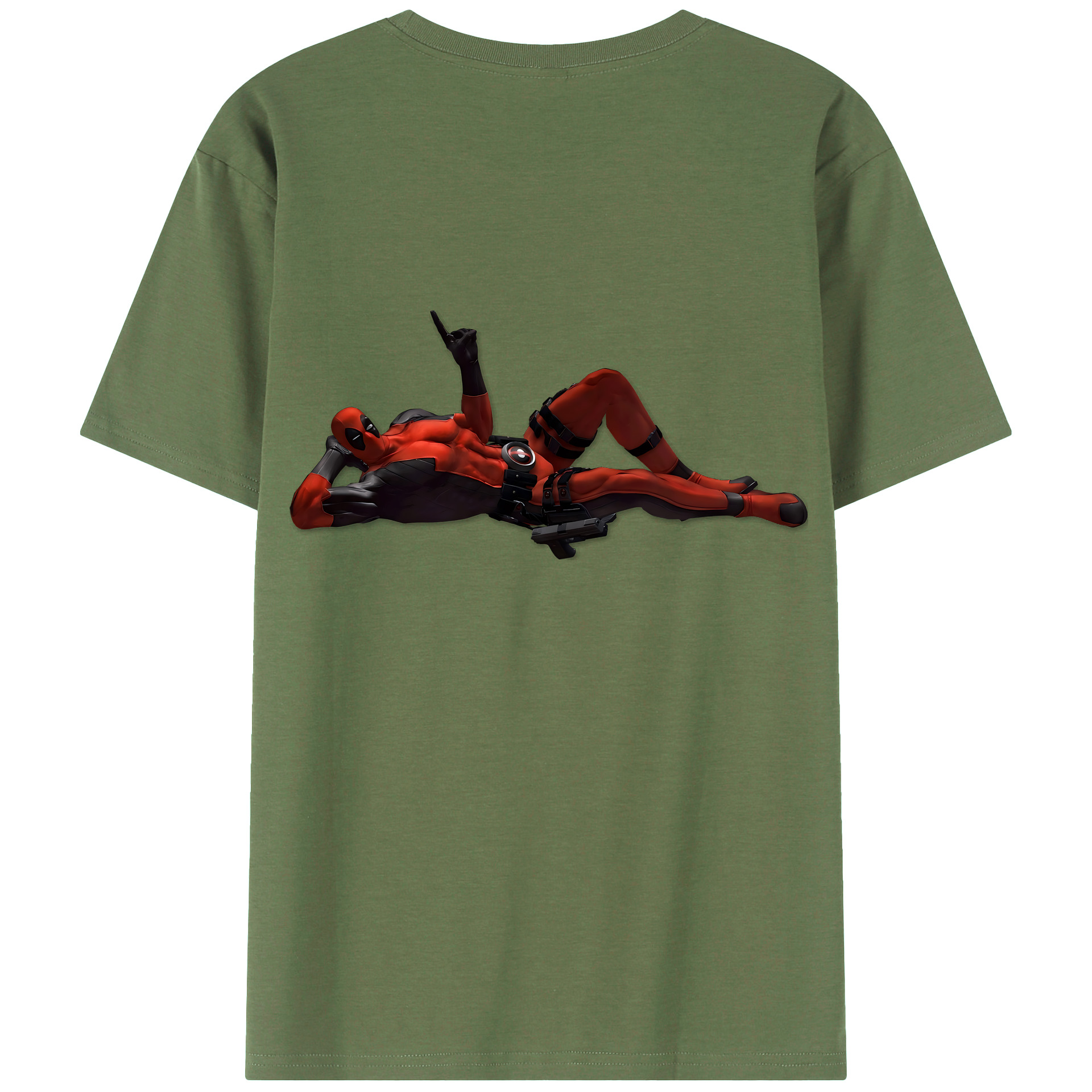 （画像用） Deadpool デッドプール 綿100％ メンズ半袖Tシャツ（バックプリント） 通気性
